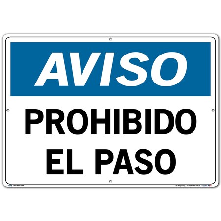 Vestil Polystyrene Sign, 14-1/2" Height, 20-1/2" Width, Polystyrene, Rectangle, Spanish SI-N-36-E-PS-040-S